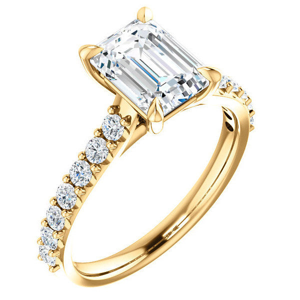 Emerald / Radiant shaped Moissanite Engagement Ring