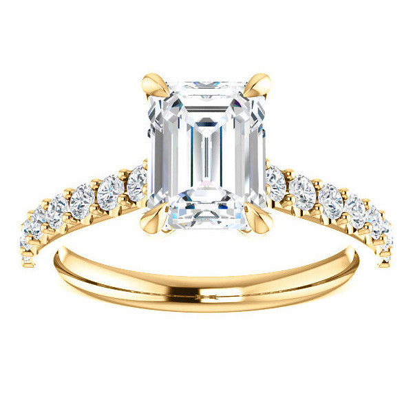 Emerald / Radiant shaped Moissanite Engagement Ring