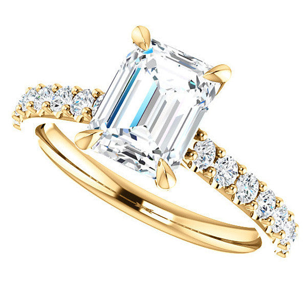 Emerald / Radiant shaped Moissanite Engagement Ring