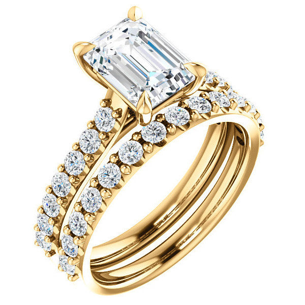 Emerald / Radiant shaped Moissanite Engagement Ring