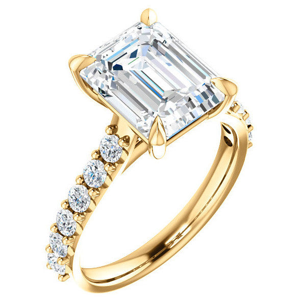 Emerald / Radiant shaped Moissanite Engagement Ring