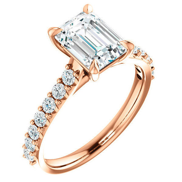 Emerald / Radiant shaped Moissanite Engagement Ring