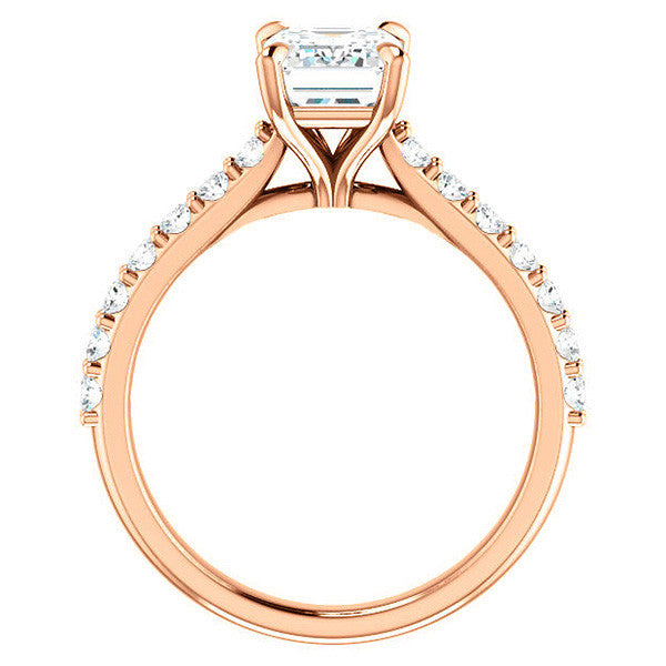 Emerald / Radiant shaped Moissanite Engagement Ring