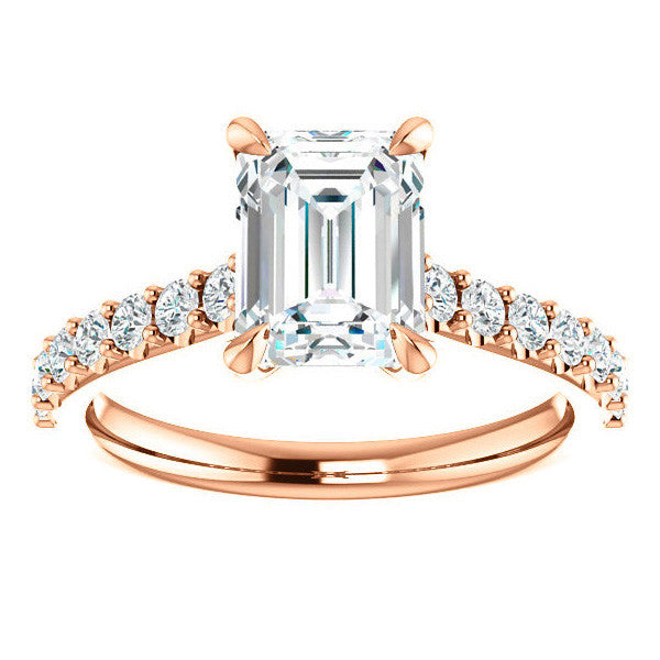 Emerald / Radiant shaped Moissanite Engagement Ring