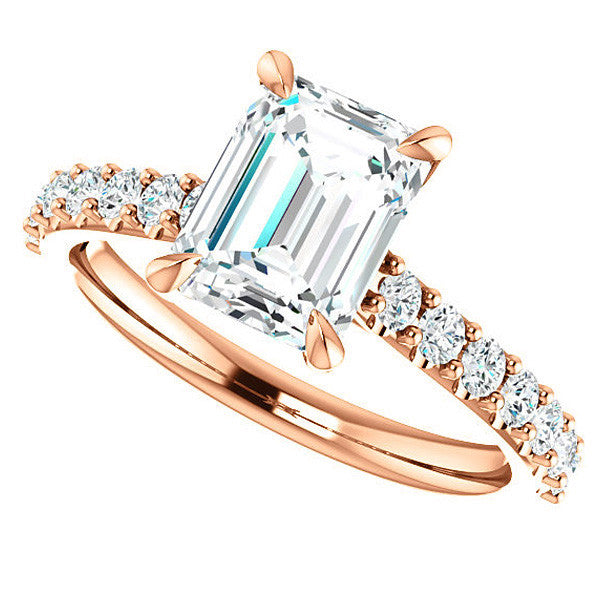 Emerald / Radiant shaped Moissanite Engagement Ring