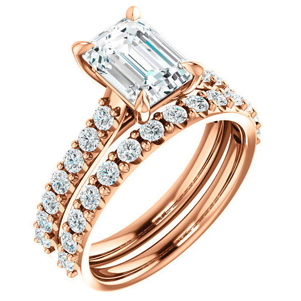 Emerald / Radiant shaped Moissanite Engagement Ring