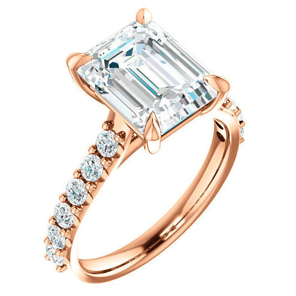 Emerald / Radiant shaped Moissanite Engagement Ring