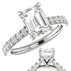 Emerald / Radiant shaped Moissanite Engagement Ring