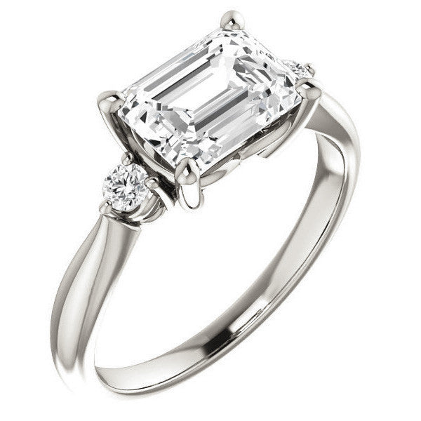 Emerald / Radiant Moissanite Engagement Ring