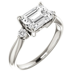 Emerald / Radiant Moissanite Engagement Ring