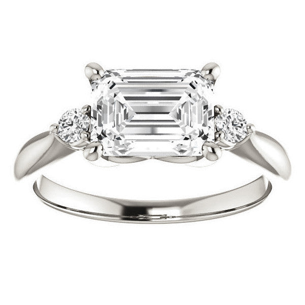 Emerald / Radiant Moissanite Engagement Ring