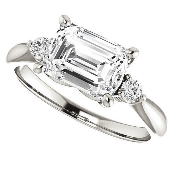 Emerald / Radiant Moissanite Engagement Ring
