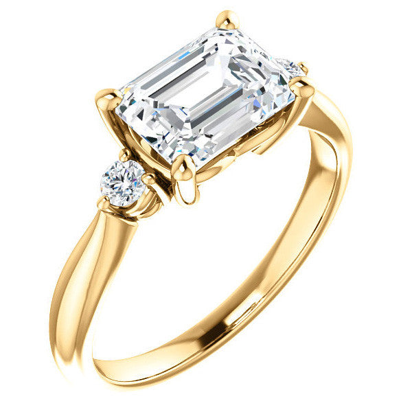 Emerald / Radiant Moissanite Engagement Ring
