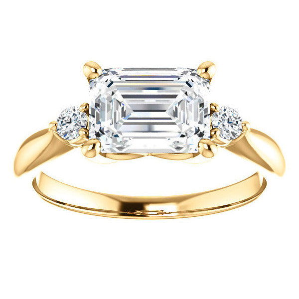 Emerald / Radiant Moissanite Engagement Ring