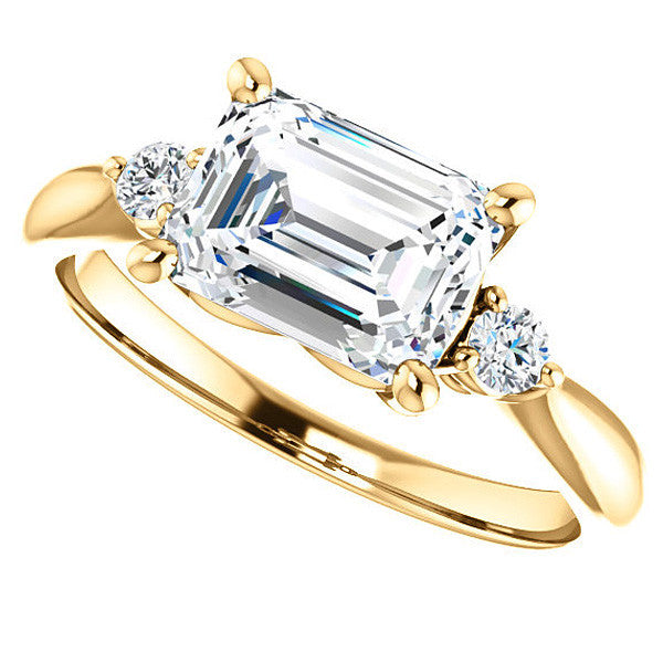 Emerald / Radiant Moissanite Engagement Ring