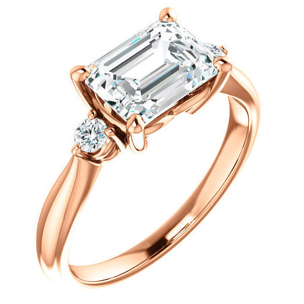 Emerald / Radiant Moissanite Engagement Ring