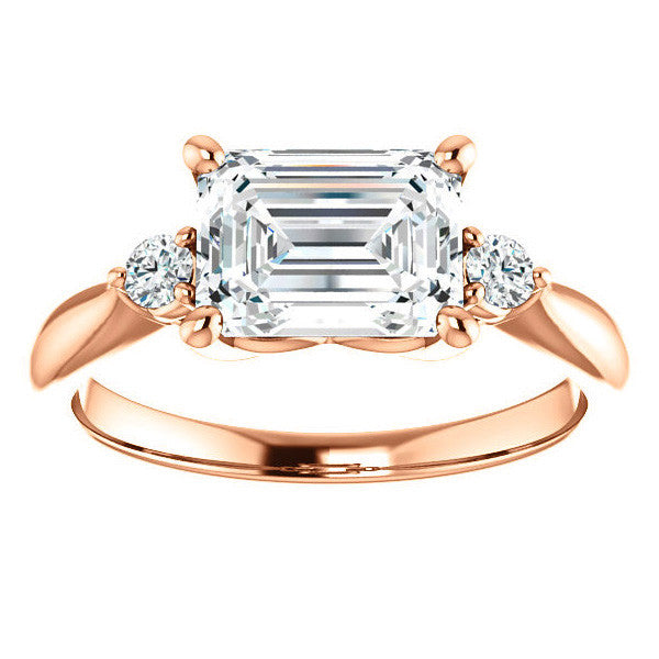 Emerald / Radiant Moissanite Engagement Ring