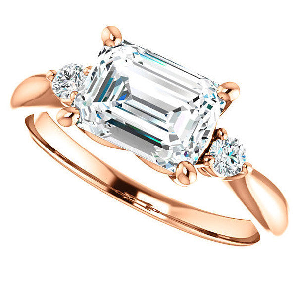 Emerald / Radiant Moissanite Engagement Ring