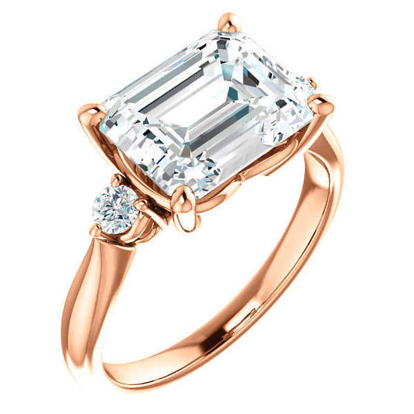 Emerald / Radiant Moissanite Engagement Ring