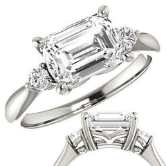 Emerald / Radiant Moissanite Engagement Ring