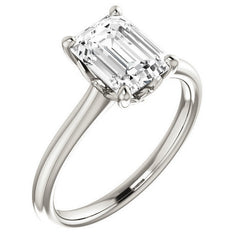 Emerald / Radiant Moissanite Solitaire Ring