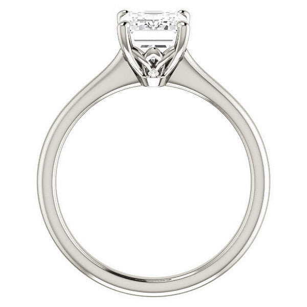 Emerald / Radiant Moissanite Solitaire Ring