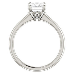 Emerald / Radiant Moissanite Solitaire Ring