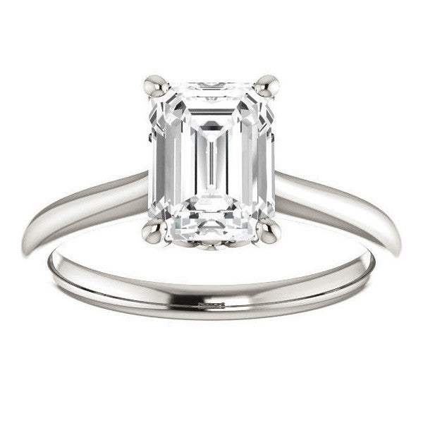Emerald / Radiant Moissanite Solitaire Ring