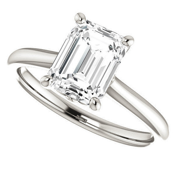 Emerald / Radiant Moissanite Solitaire Ring