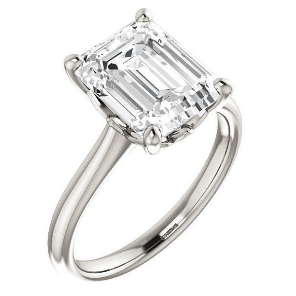 Emerald / Radiant Moissanite Solitaire Ring