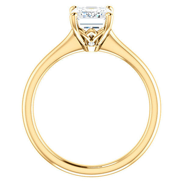 Emerald / Radiant Moissanite Solitaire Ring