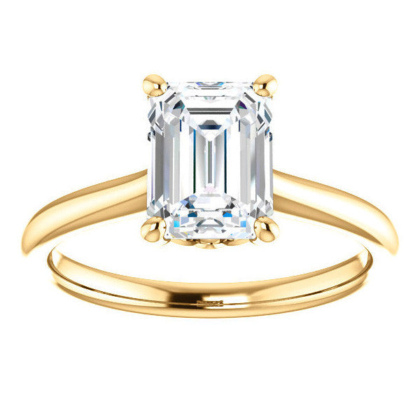 Emerald / Radiant Moissanite Solitaire Ring