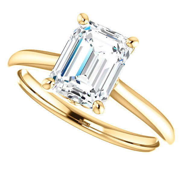 Emerald / Radiant Moissanite Solitaire Ring