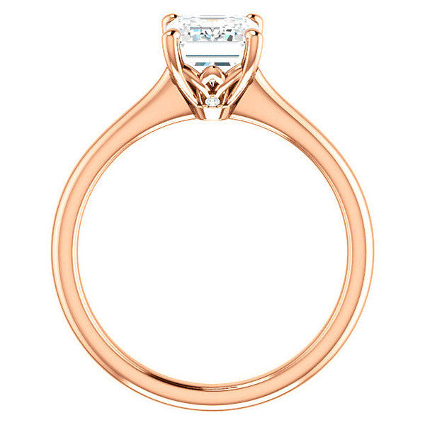 Emerald / Radiant Moissanite Solitaire Ring