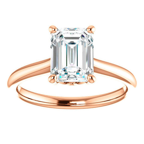 Emerald / Radiant Moissanite Solitaire Ring