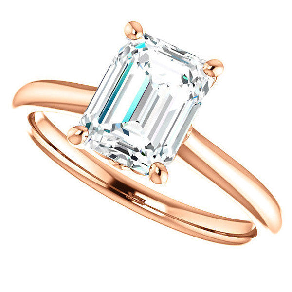 Emerald / Radiant Moissanite Solitaire Ring
