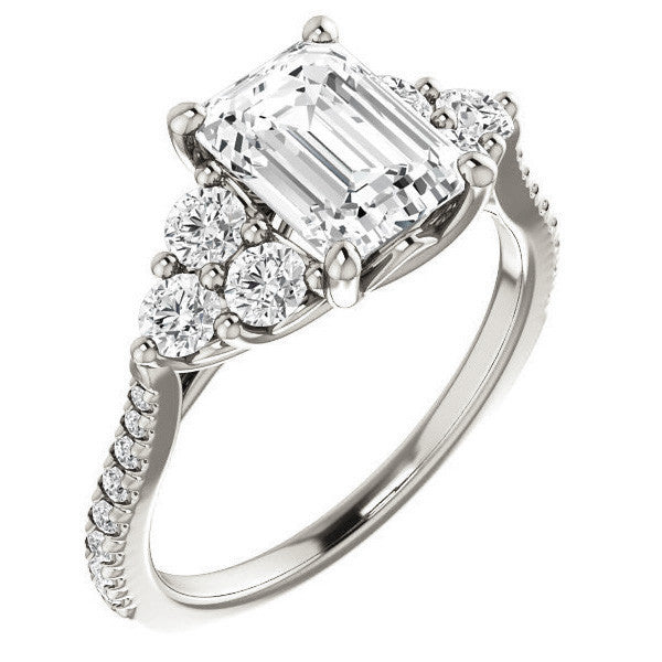 Emerald / Radiant Moissanite Engagement Ring