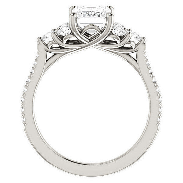 Emerald / Radiant Moissanite Engagement Ring