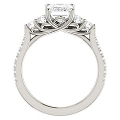 Emerald / Radiant Moissanite Engagement Ring