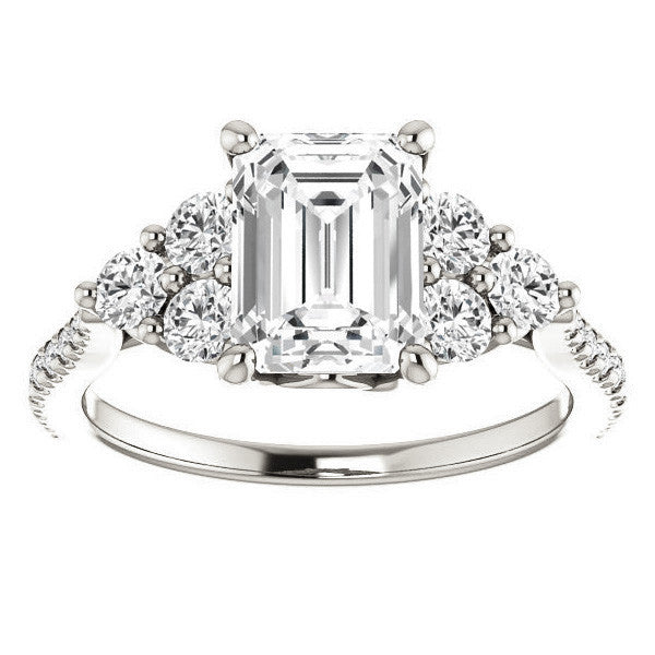 Emerald / Radiant Moissanite Engagement Ring