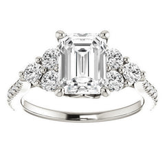 Emerald / Radiant Moissanite Engagement Ring