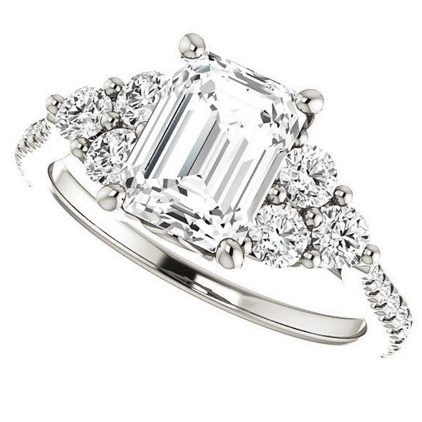 Emerald / Radiant Moissanite Engagement Ring
