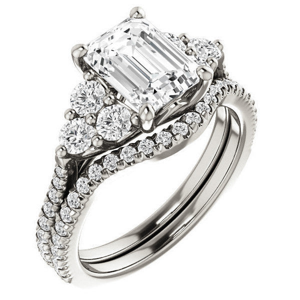Emerald / Radiant Moissanite Engagement Ring