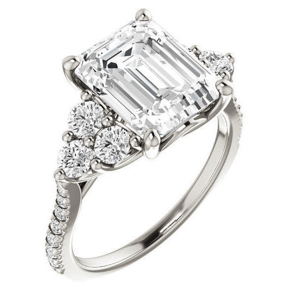 Emerald / Radiant Moissanite Engagement Ring