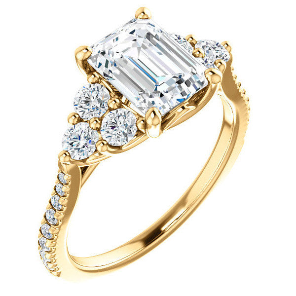 Emerald / Radiant Moissanite Engagement Ring