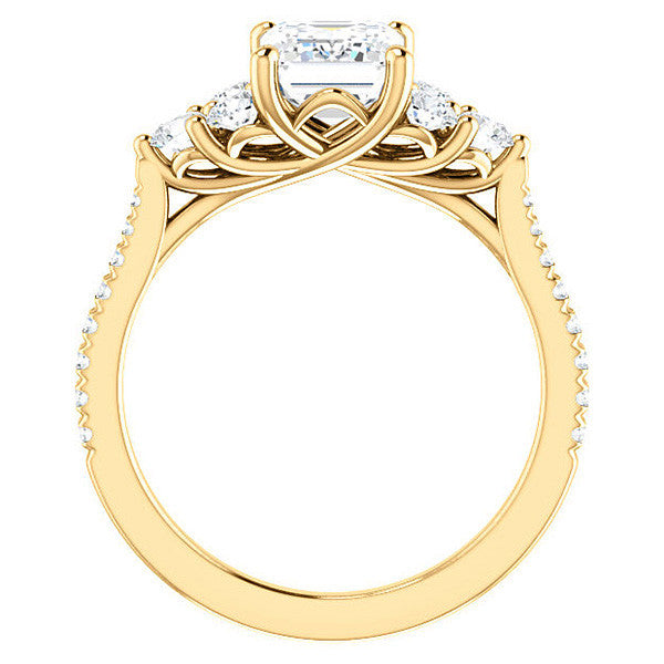 Emerald / Radiant Moissanite Engagement Ring