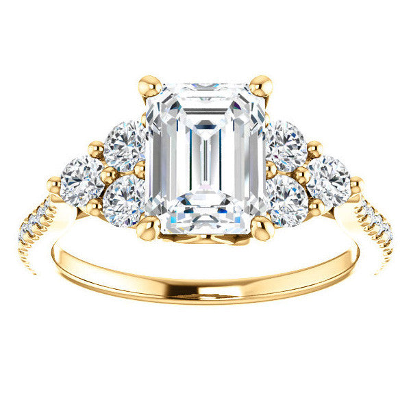 Emerald / Radiant Moissanite Engagement Ring