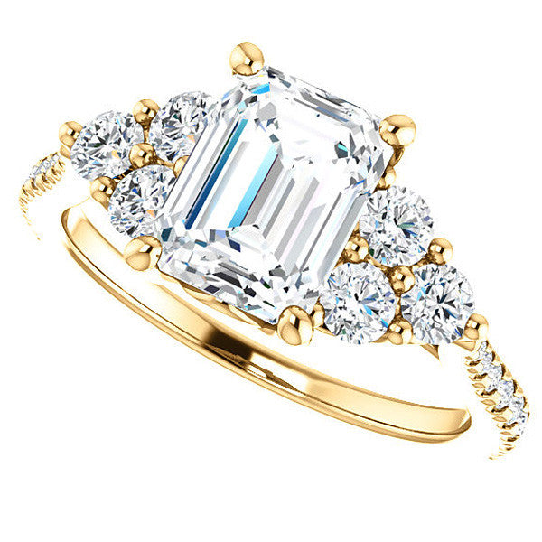 Emerald / Radiant Moissanite Engagement Ring