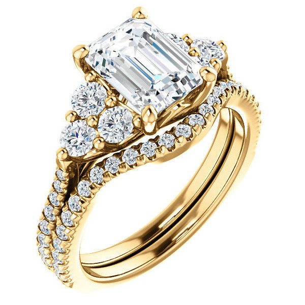Emerald / Radiant Moissanite Engagement Ring