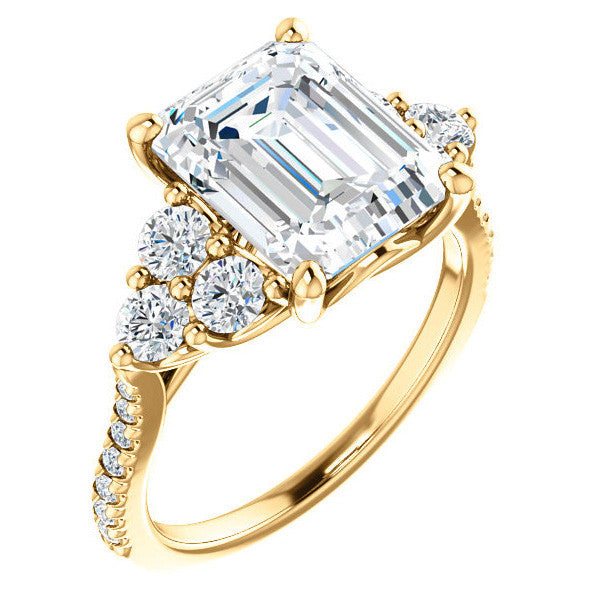 Emerald / Radiant Moissanite Engagement Ring